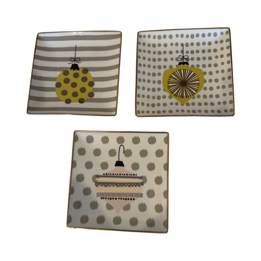 World Market Square Holiday Christmas Appetizer Plates Set Of 3